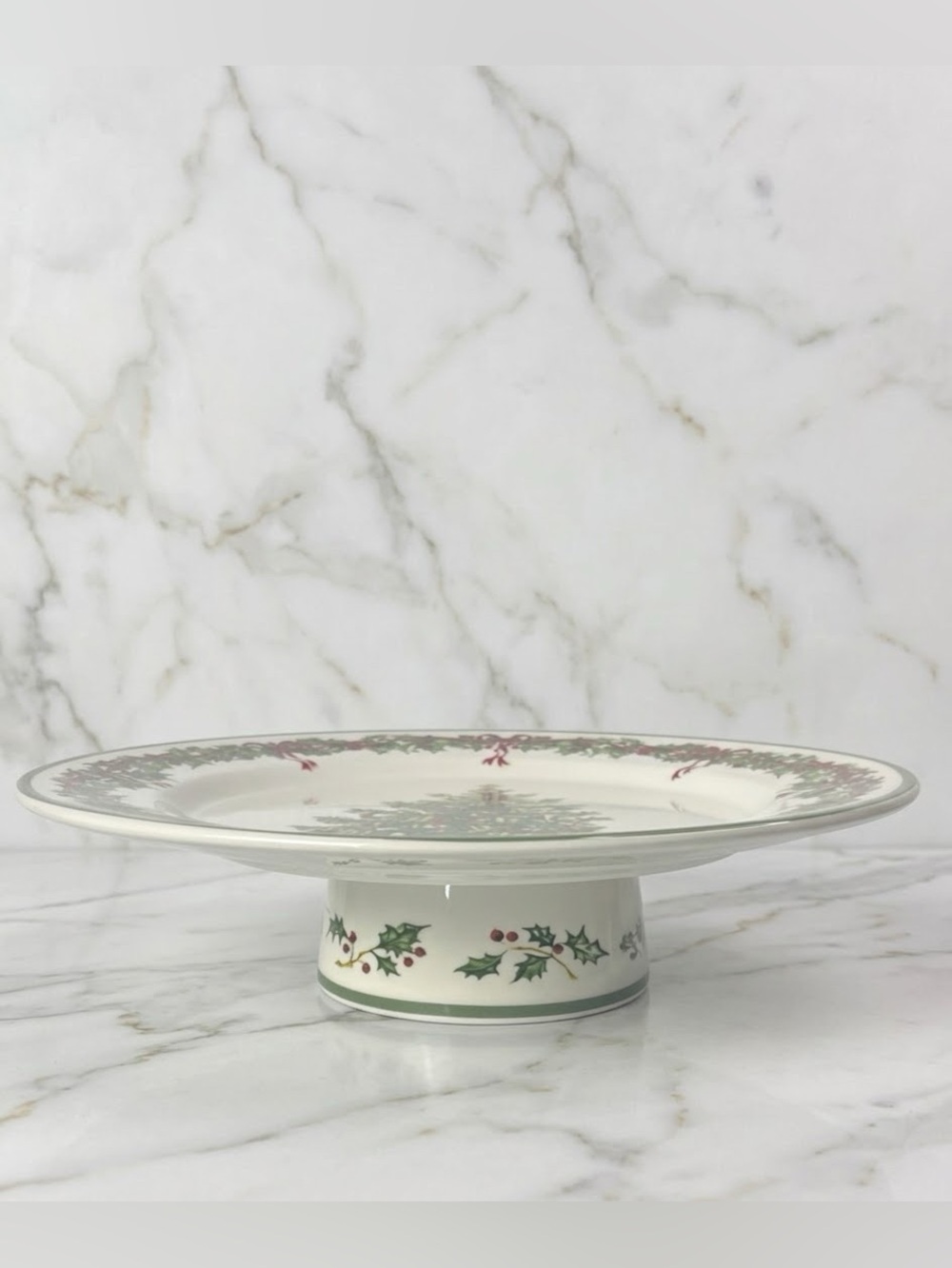 VTG RADKO CAKE PLATE CHRISTOPHER’S TREE CHRISTMAS PEDESTAL FOOTED PORTUGAL ZRIKE